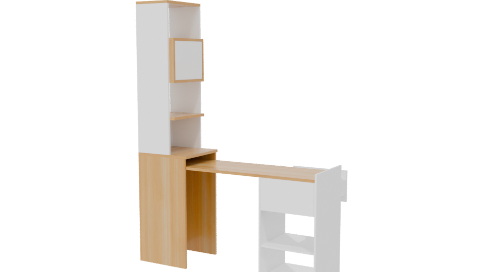 Contemporary Wooden Office Desk with Storage - Professional 3D Model Render 6