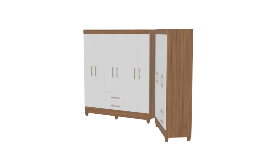 Stylish Wooden Wardrobe Set 3D - Professional 3D Model Render 13