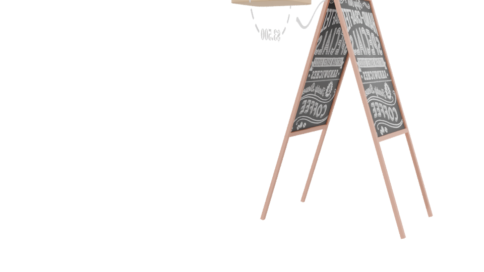 Chalkboard Menu Stand 3D Model - Professional 3D Model Render 3