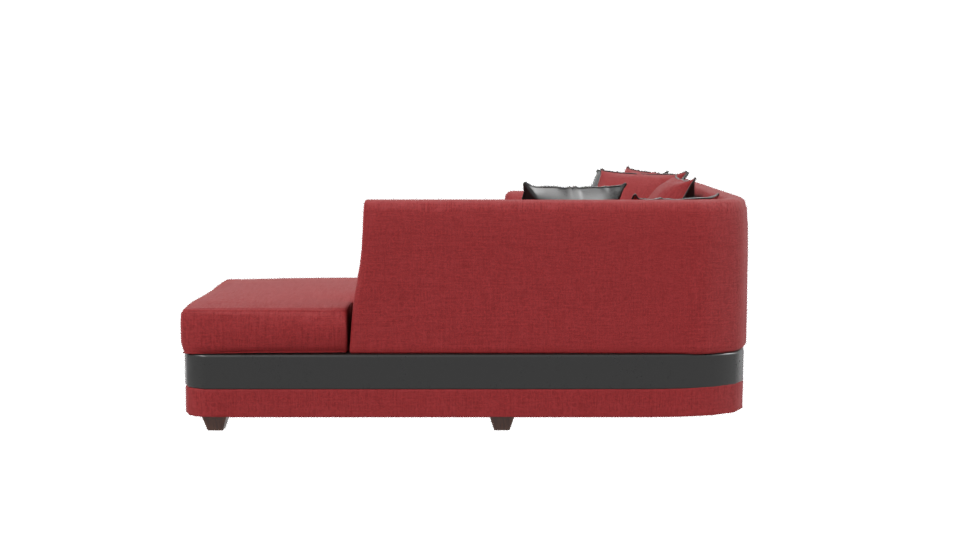 Stylish Red Fabric Sofa with Cushions 3D Model - Professional 3D Model Render 2