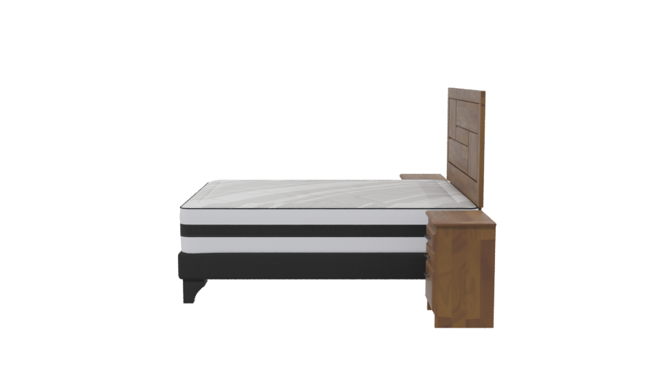Elegant Wooden Bed Set 3D - Professional 3D Model Render 2