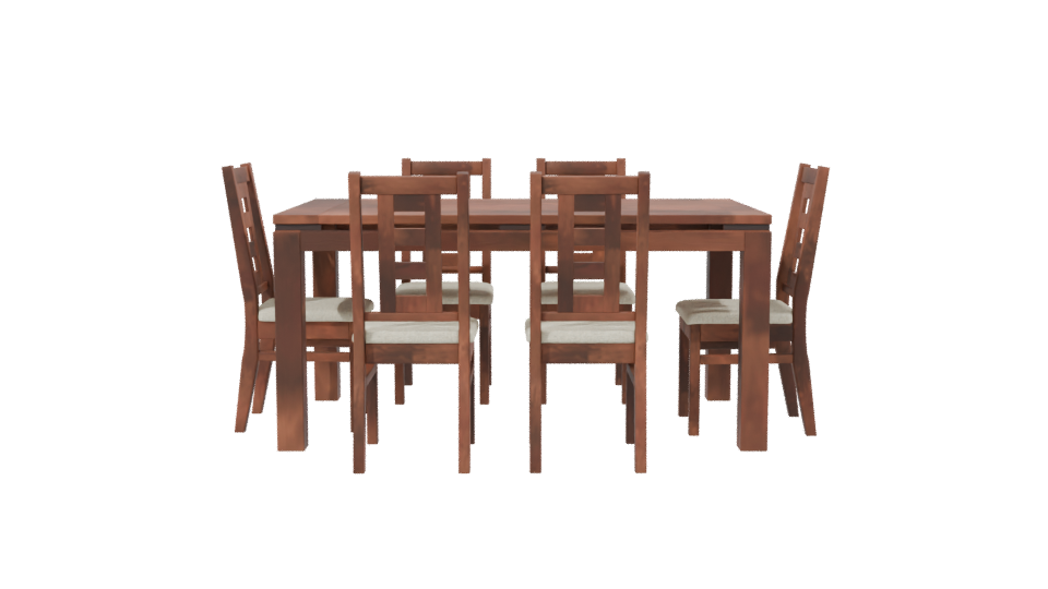 Contemporary Wooden Dining Set 3D Model - Professional 3D Model Render 2