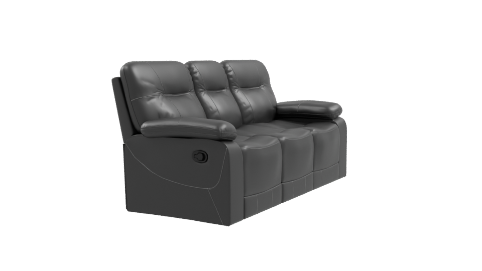 Stylish Black Leather Sofa 3D - Professional 3D Model Render 9