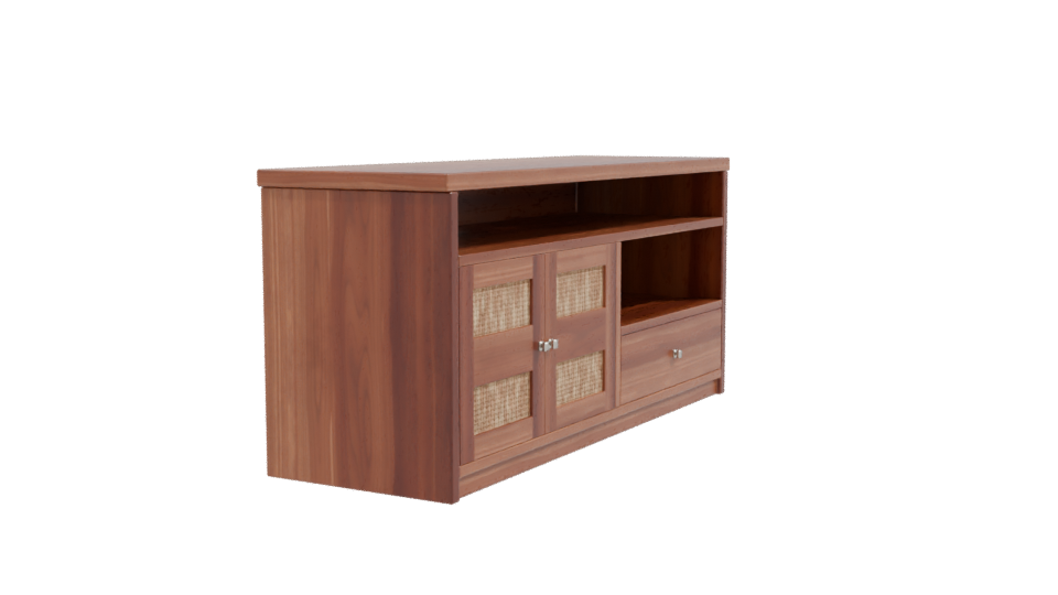 Elegant Wooden TV Stand with Storage Baskets 3D Model - Professional 3D Model Render 9