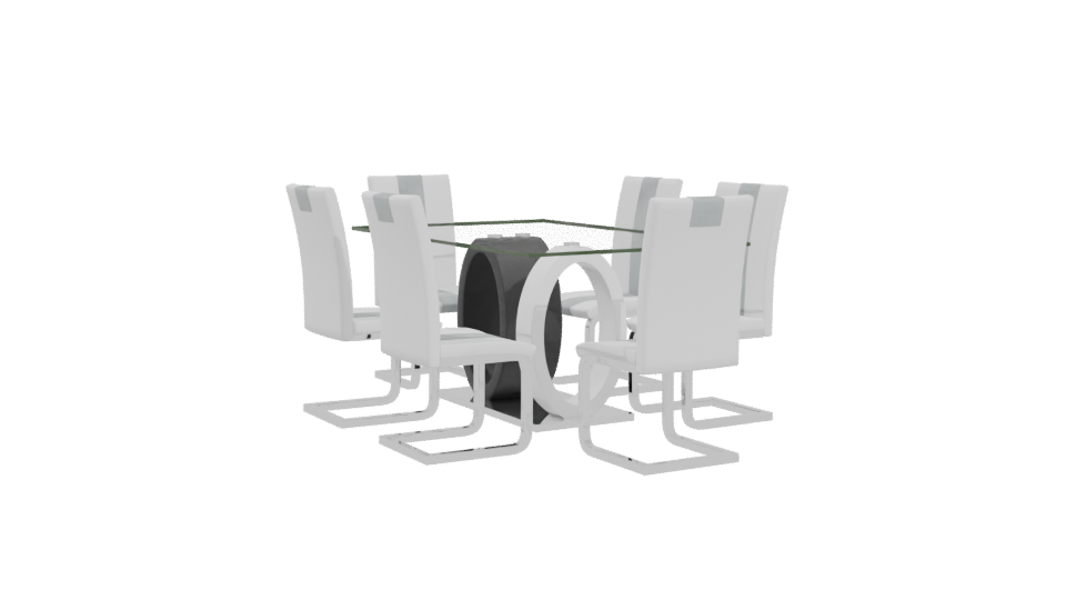 Stylish Glass Dining Table Set - Professional 3D Model Render 4