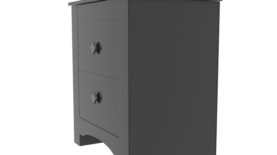 Elegant Black Two-Drawer Nightstand 3D Model - Professional 3D Model Render 13
