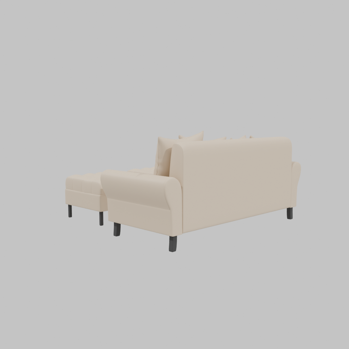 Sofa Lua 3C + 2 Poufs Pu _Beige_2
