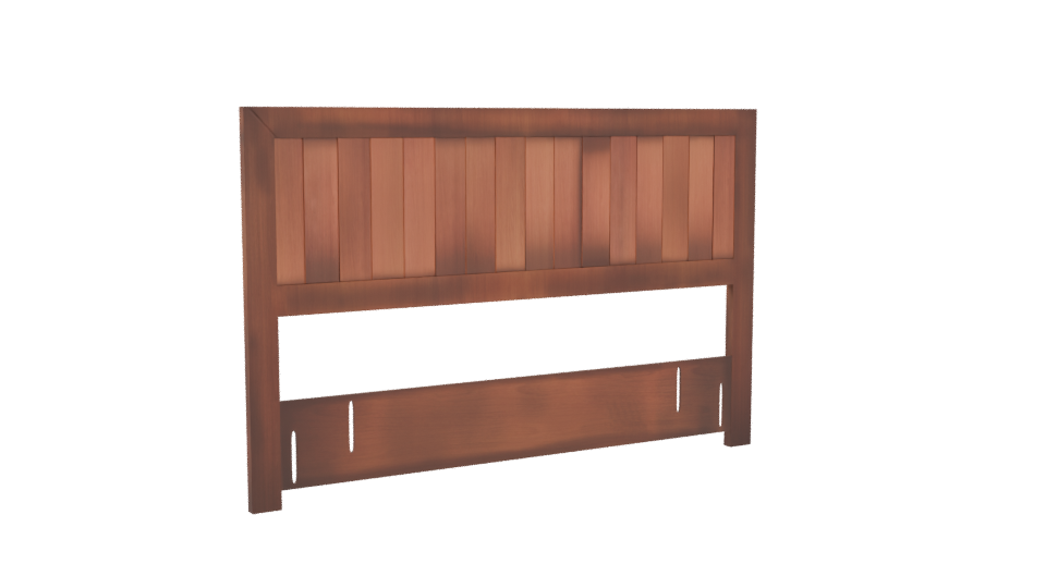 Stylish Wooden Bed Headboard Model - Professional 3D Model Render 4