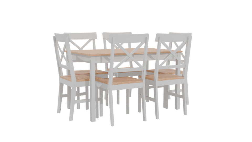 Stylish Wooden Dining Set 3D - Professional 3D Model Render 4