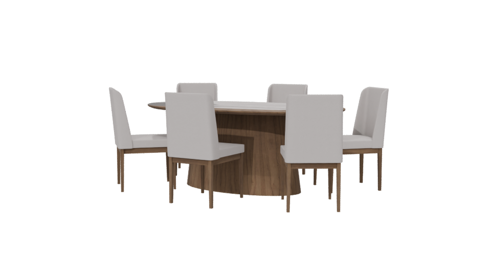 Contemporary Round Dining Table Set - Professional 3D Model Render 6