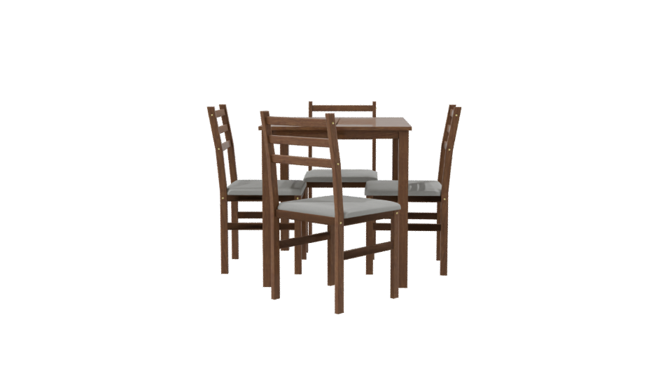 Stylish Wooden Dining Table Set with Chairs 3D Model - Professional 3D Model Render 8