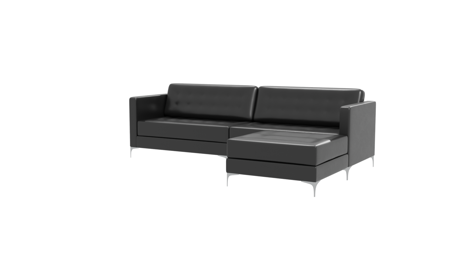 Stylish Black Leather Sofa Set - Professional 3D Model Render 12