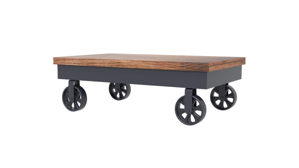 Industrial Wooden Coffee Table 3D - Professional 3D Model Render 6