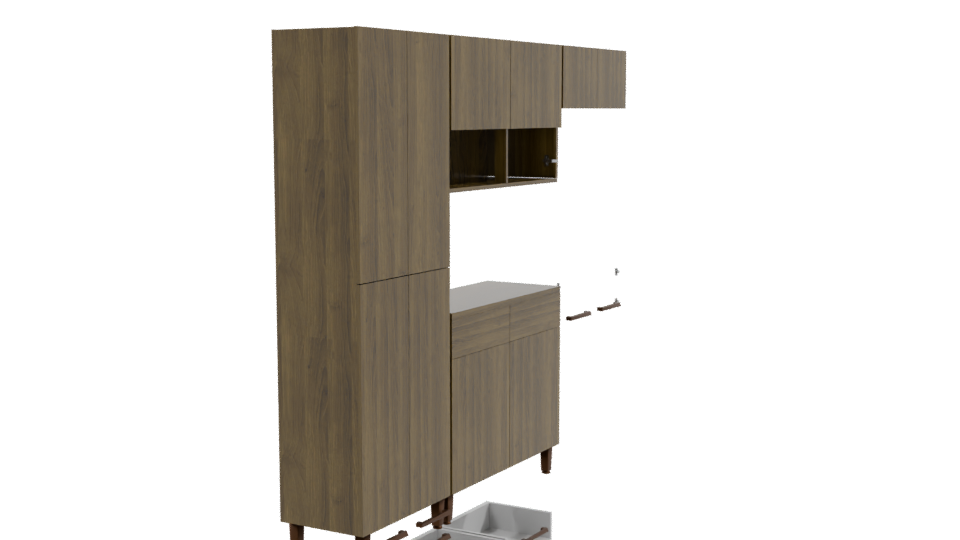Stylish Wooden Kitchen Cabinet 3D - Professional 3D Model Render 9