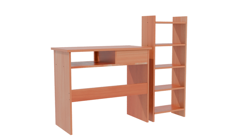 Minimalist Wooden Desk Set - Professional 3D Model Render 4