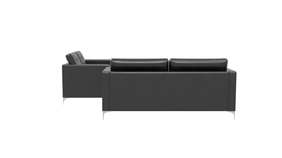 Stylish Black Leather Sofa Set - Professional 3D Model Render 5