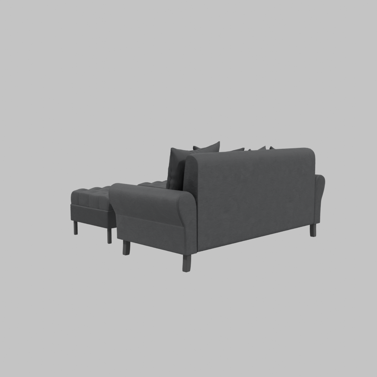 Sofa Lua 3C + 2 Poufs Felpa_Negro_2