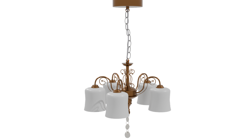 Elegant Vintage 5-Lamp Chandelier 3D - Professional 3D Model Render 10