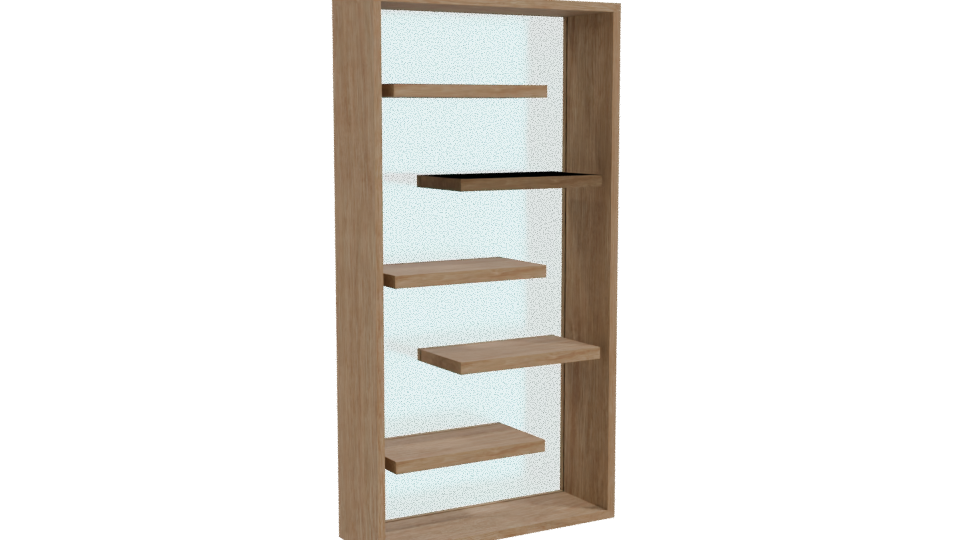 Stylish Wooden Bookshelf Model - Professional 3D Model Render 10