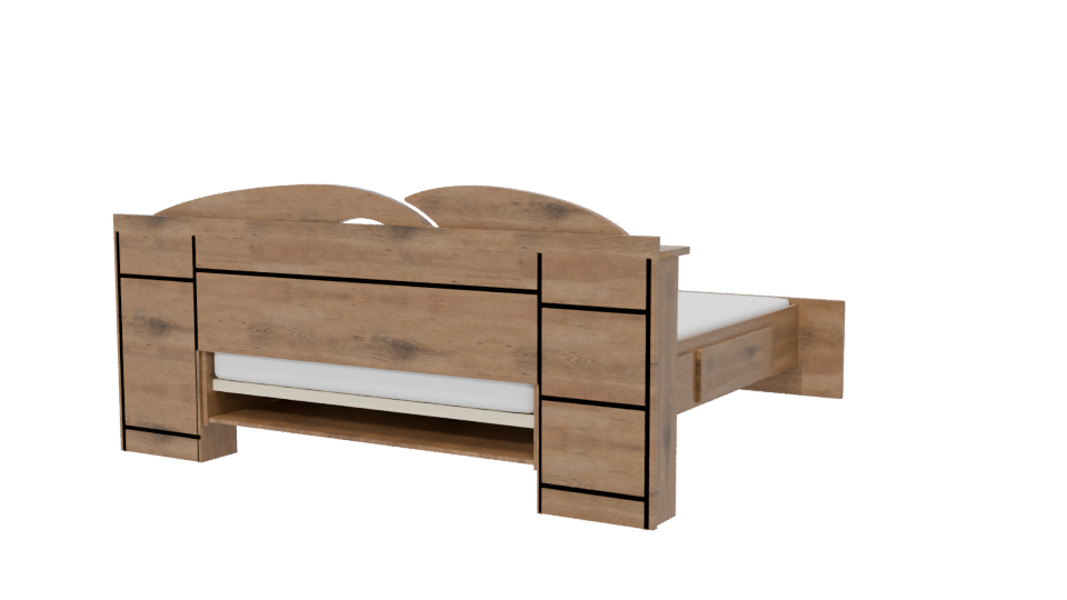 Stylish Wooden Bed with Nightstands 3D Model - Professional 3D Model Render 6