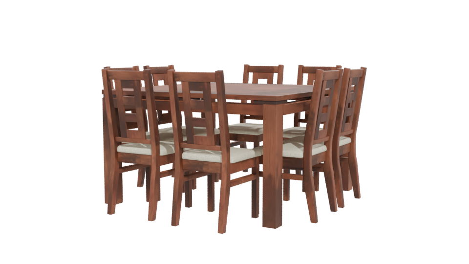 Stylish Wooden Dining Table Set 3D Model - Professional 3D Model Render 12