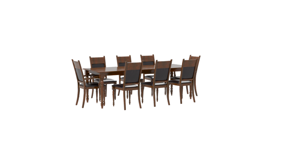 Elegant Wooden Dining Table Set 3D Model - Professional 3D Model Render 7