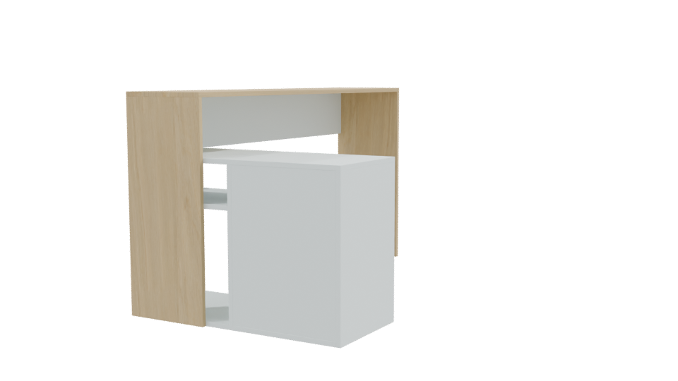 Minimalist Desk with Storage Unit - Professional 3D Model Render 9