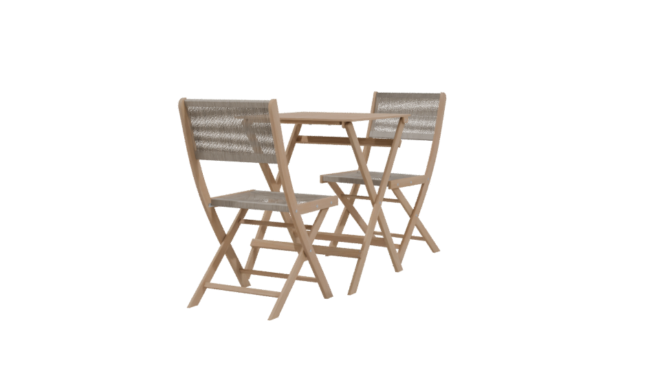 Bistro Wooden Table Set 3D - Professional 3D Model Render 3