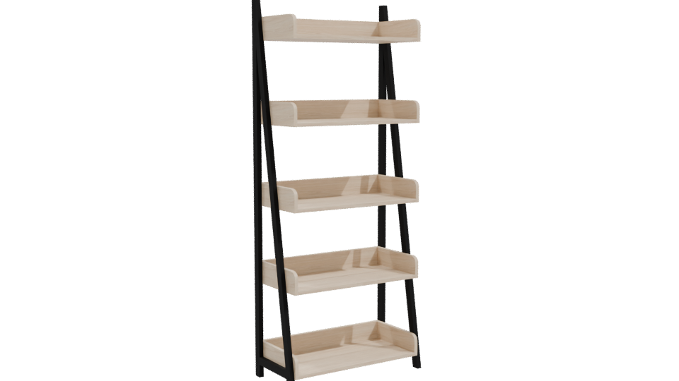 Minimalist Wooden Bookshelf Model - Professional 3D Model Render 10
