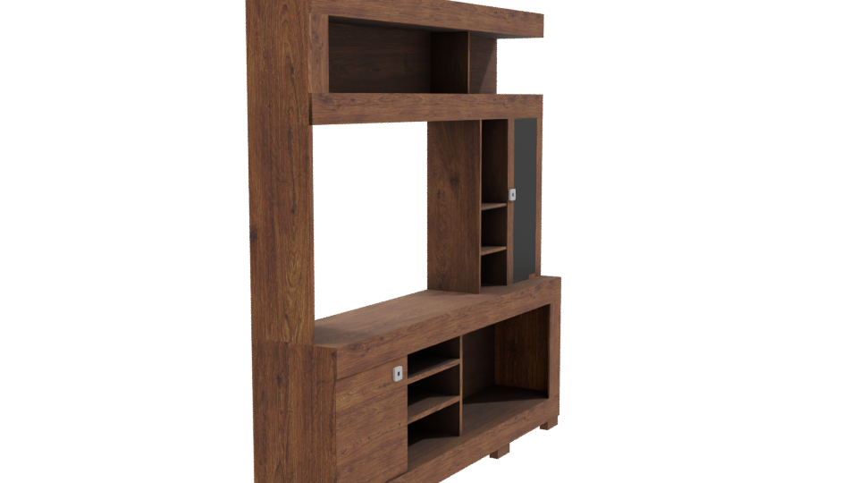 Contemporary Wooden Media Console - Professional 3D Model Render 9