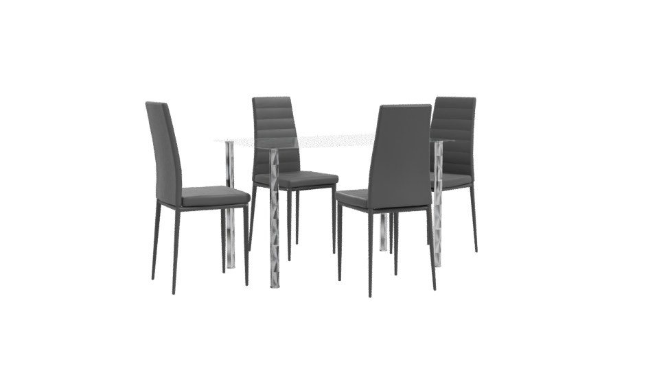 Contemporary Glass Dining Table Set 3D Model - Professional 3D Model Render 10