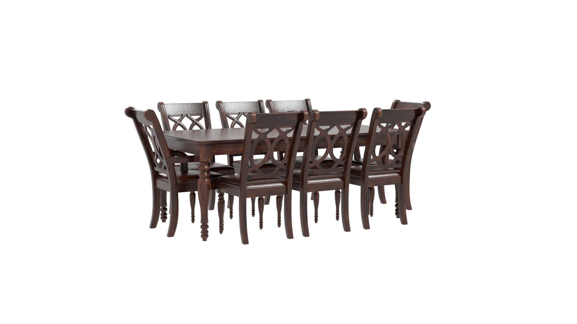Wooden Dining Table Set 3D - Professional 3D Model Render 10