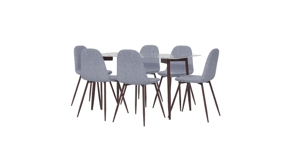 Modern Glass Dining Table Set - Professional 3D Model Render 6