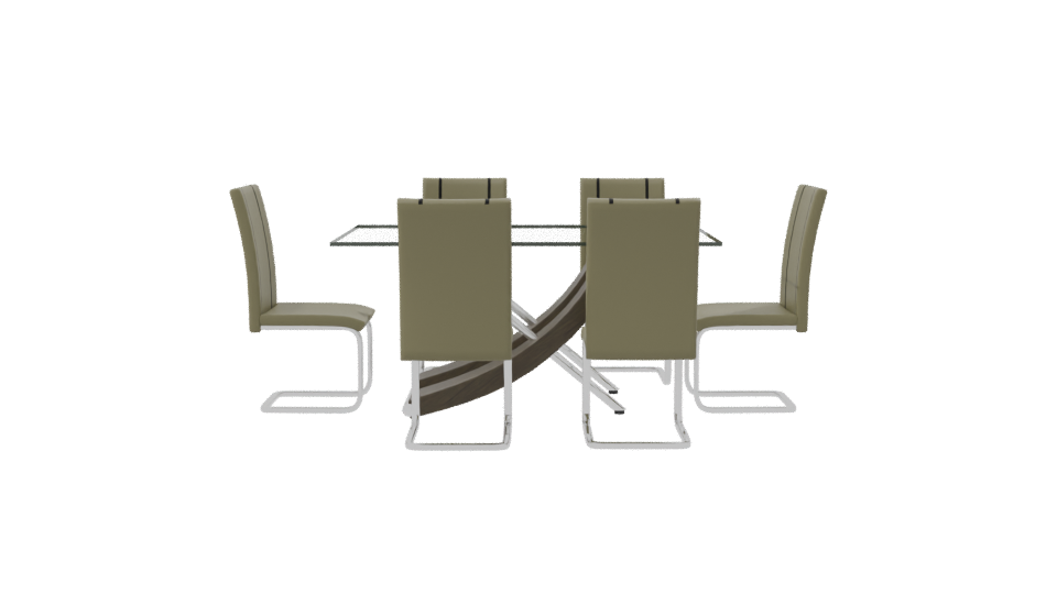 Modern Glass Dining Table Set - Professional 3D Model Render 8