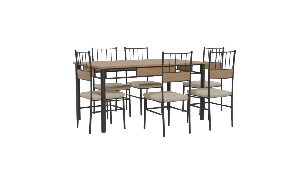 Stylish Modern Dining Table Set 3D Model - Professional 3D Model Render 4
