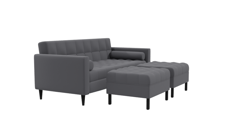 Retro Sofa with Poufs 3D Model - Professional 3D Model Render 9