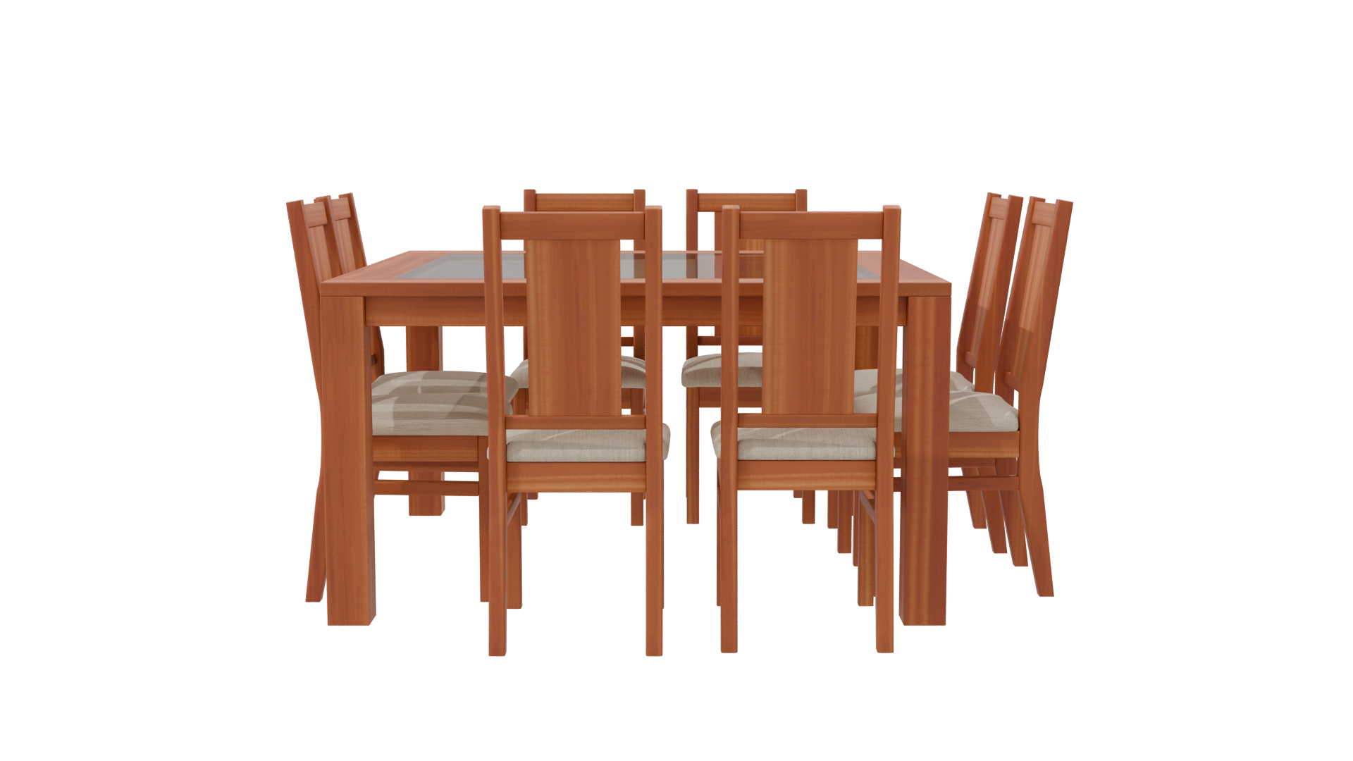 Stylish Wooden Dining Table Set 3D Model - Professional 3D Model Render 8