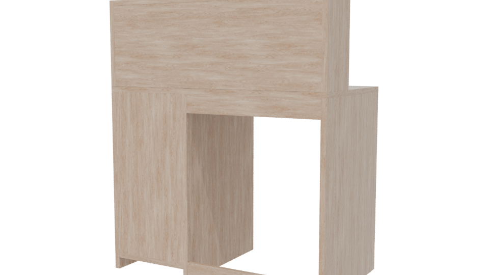 Minimalist Wooden Desk Model - Professional 3D Model Render 6
