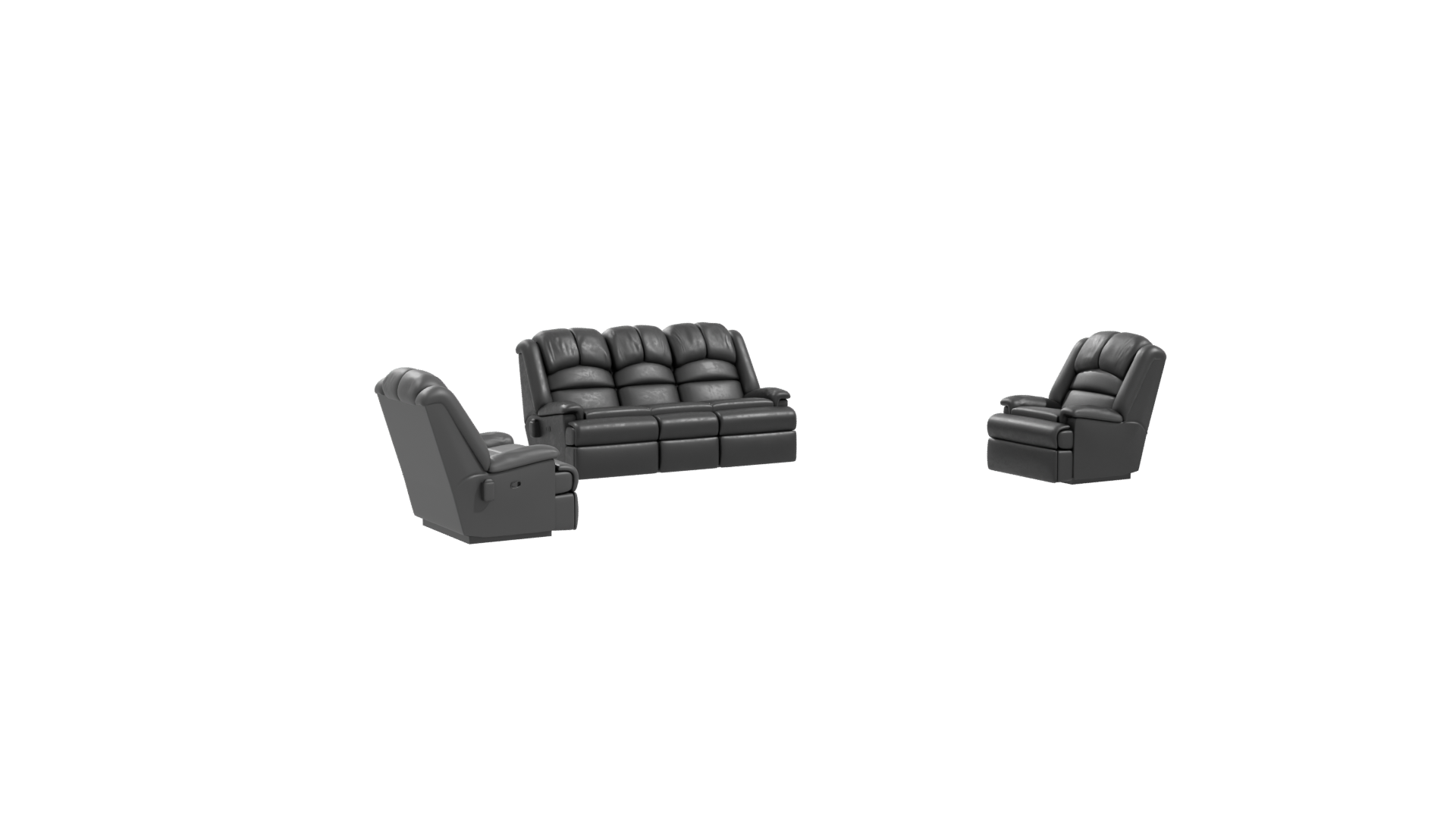 Stylish Black Sofa Set 3D - Professional 3D Model Render 10