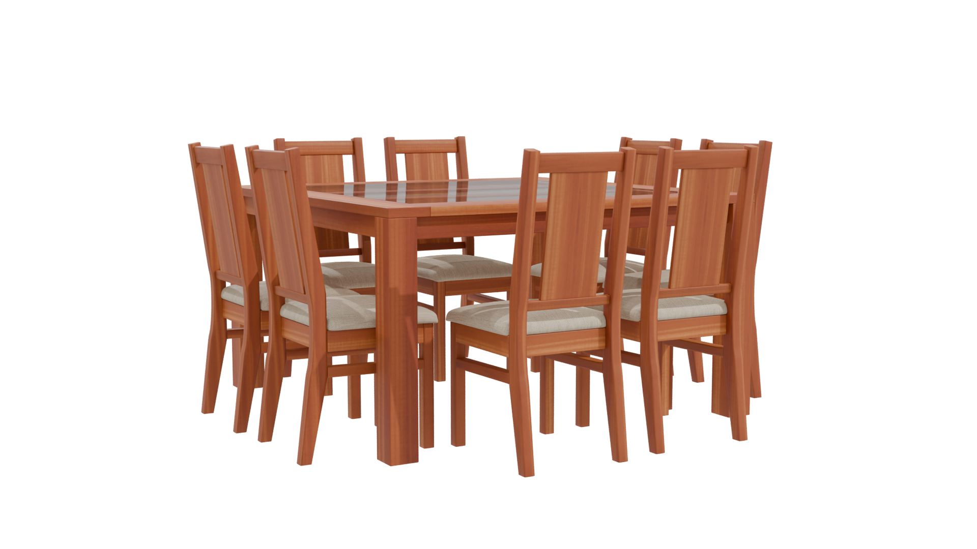 Stylish Wooden Dining Table Set 3D Model - Professional 3D Model Render 10