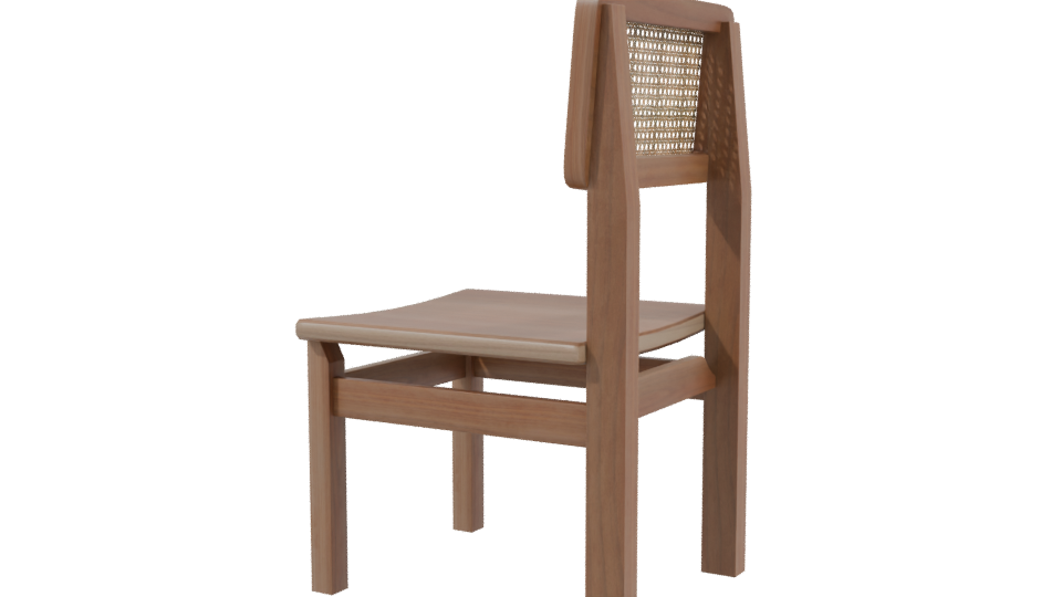 Stylish Wooden Dining Chair 3D - Professional 3D Model Render 3