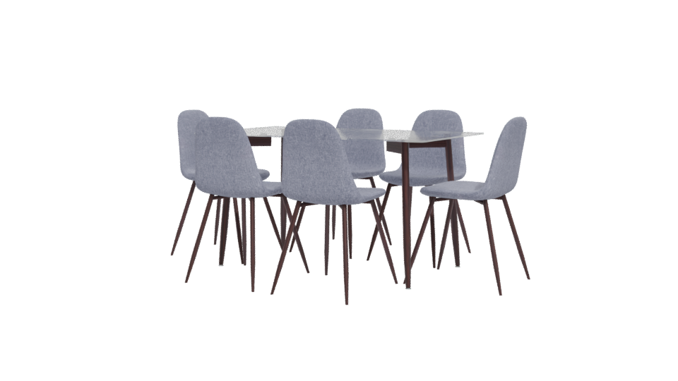 Modern Glass Dining Table Set - Professional 3D Model Render 12