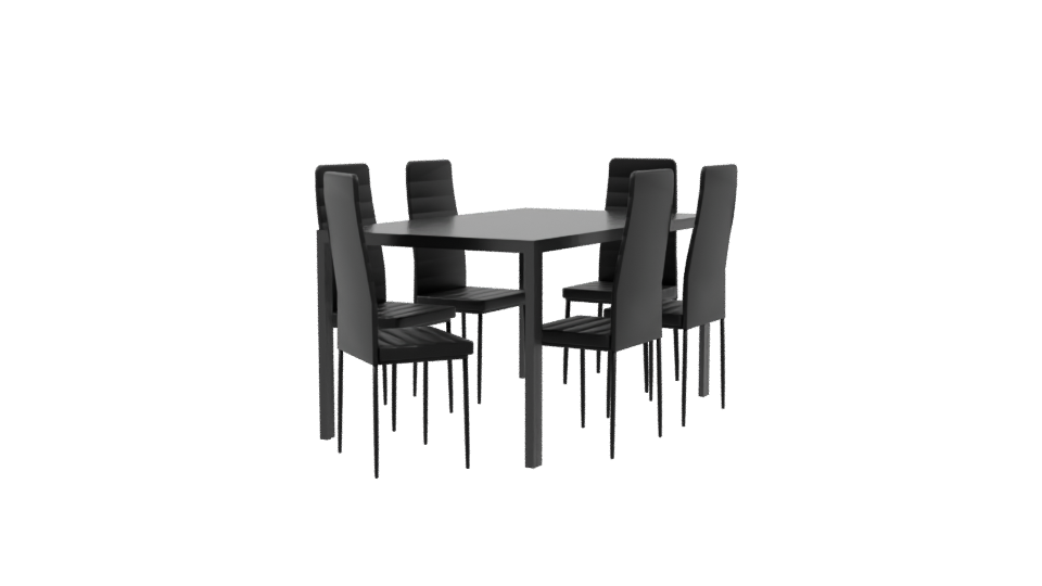 Sleek Modern Dining Table with Chairs 3D Model - Professional 3D Model Render 9