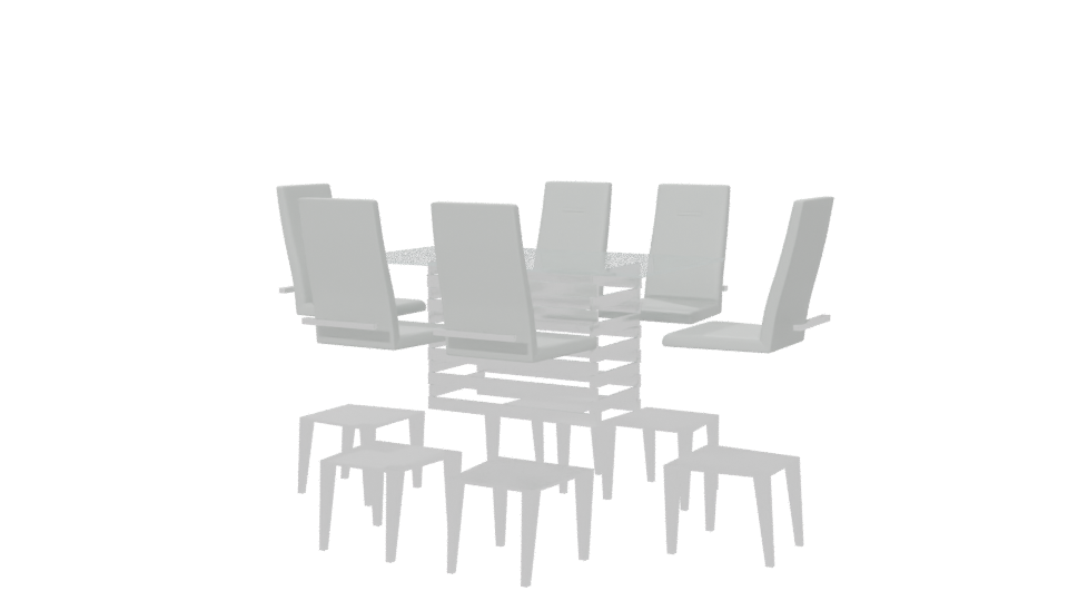 Contemporary Glass Dining Set - Professional 3D Model Render 6