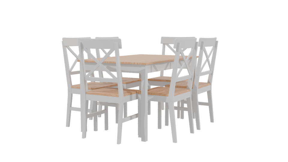 Stylish Wooden Dining Set 3D - Professional 3D Model Render 3