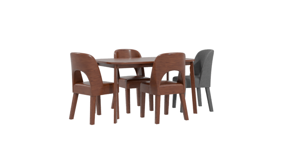 Stylish Wooden Dining Table Set - Professional 3D Model Render 4