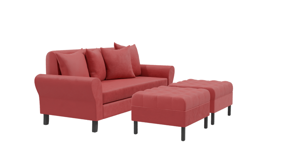 Stylish Red Sofa Set 3D - Professional 3D Model Render 9