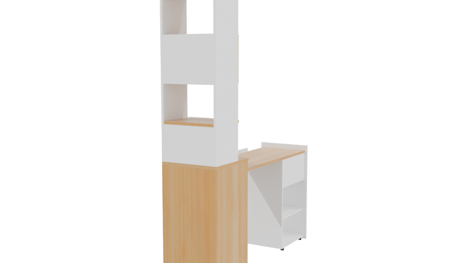 Contemporary Wooden Office Desk with Storage - Professional 3D Model Render 3