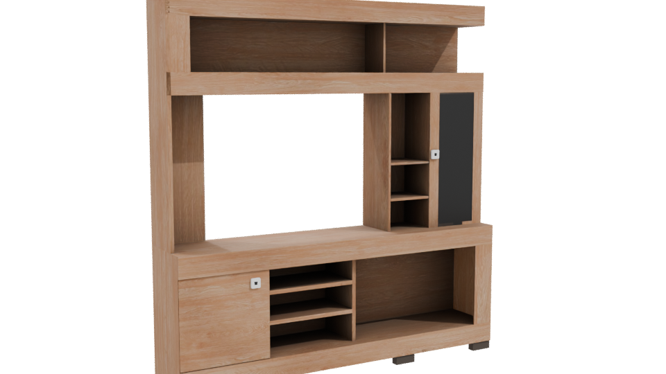 Stylish Wooden Media Console 3D - Professional 3D Model Render 10