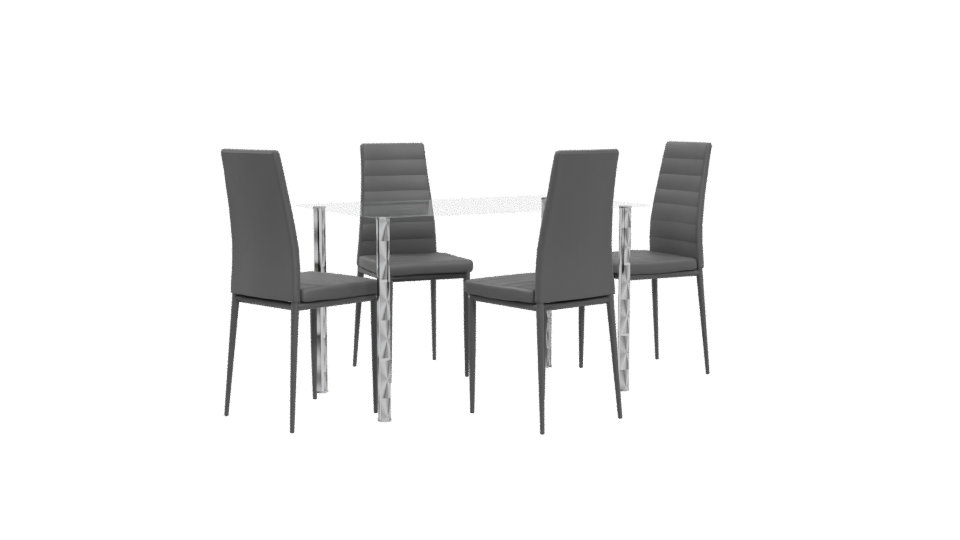 Contemporary Glass Dining Table Set 3D Model - Professional 3D Model Render 4
